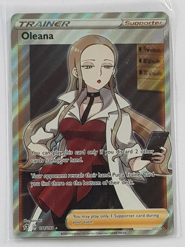 Pokemon Sword and Shield Rebel Clash Oleana #191/192 Ultra Rare Holo Trading Card