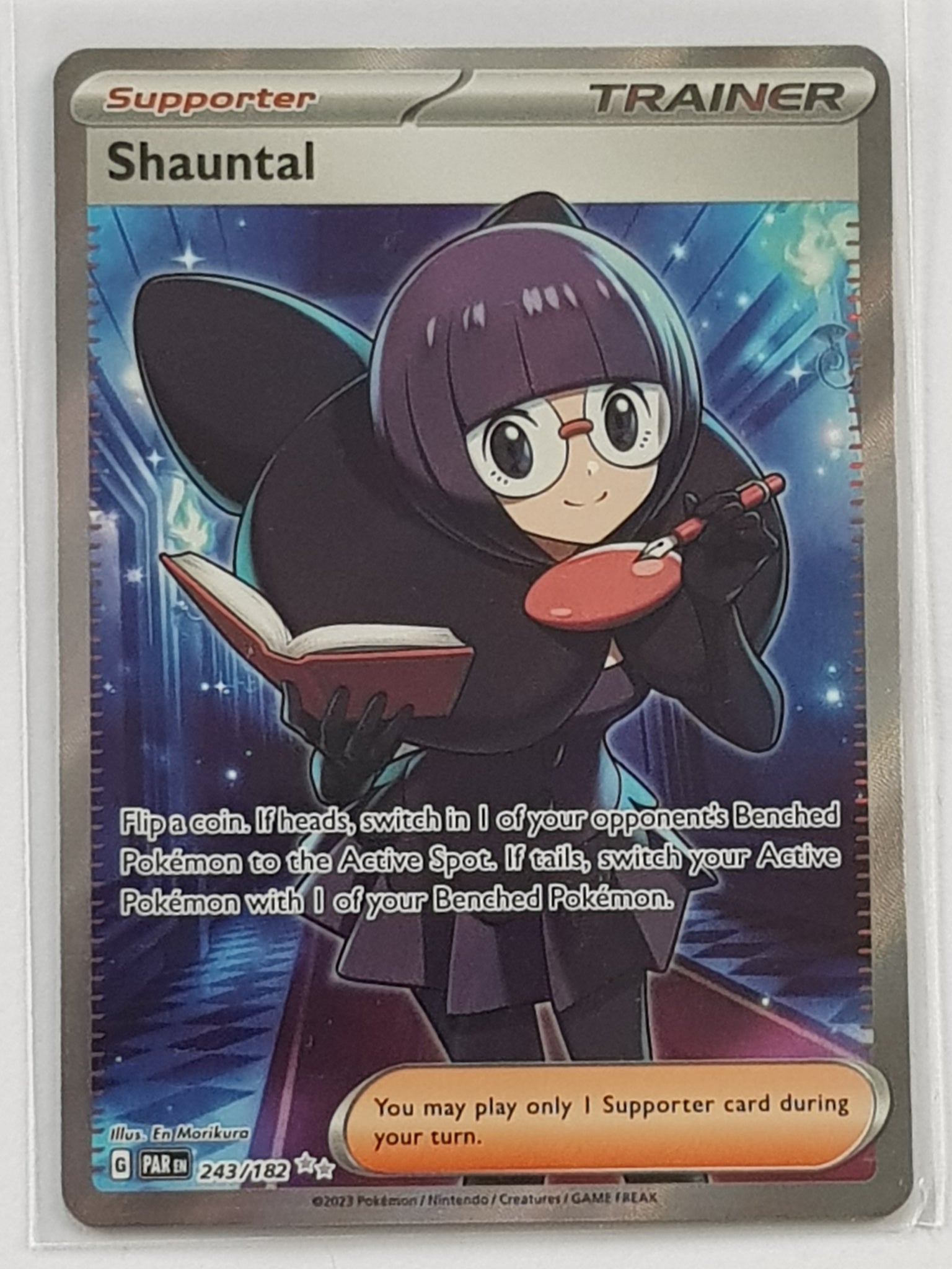 Pokemon Scarlet and Violet Paradox Rift Shauntal #243/182 Ultra Rare Holo Trading Card