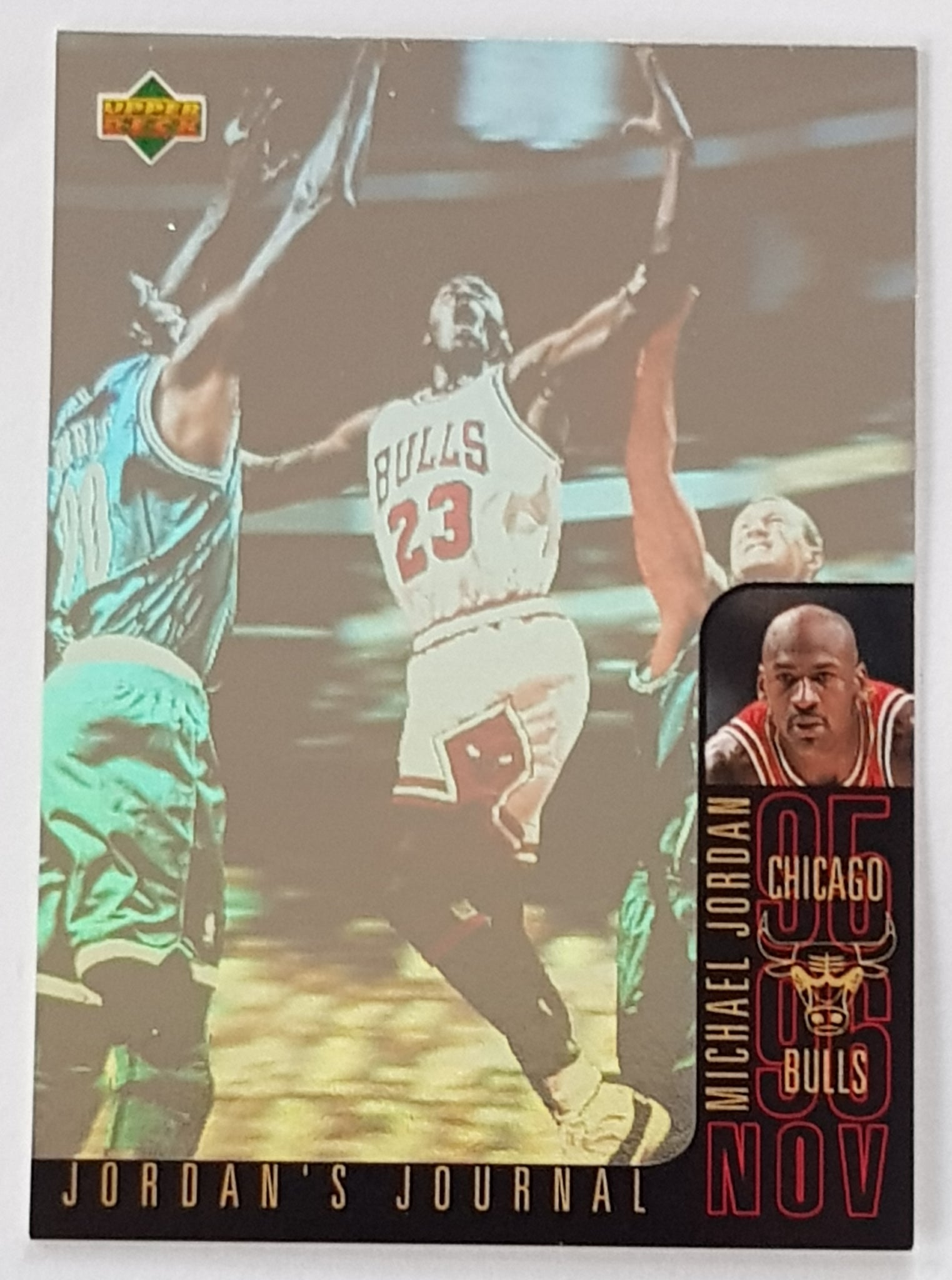 1996-97 Upper Deck Basketball Collectors Choice International Jordan's Journal #J1 Hologram Trading Card (German)