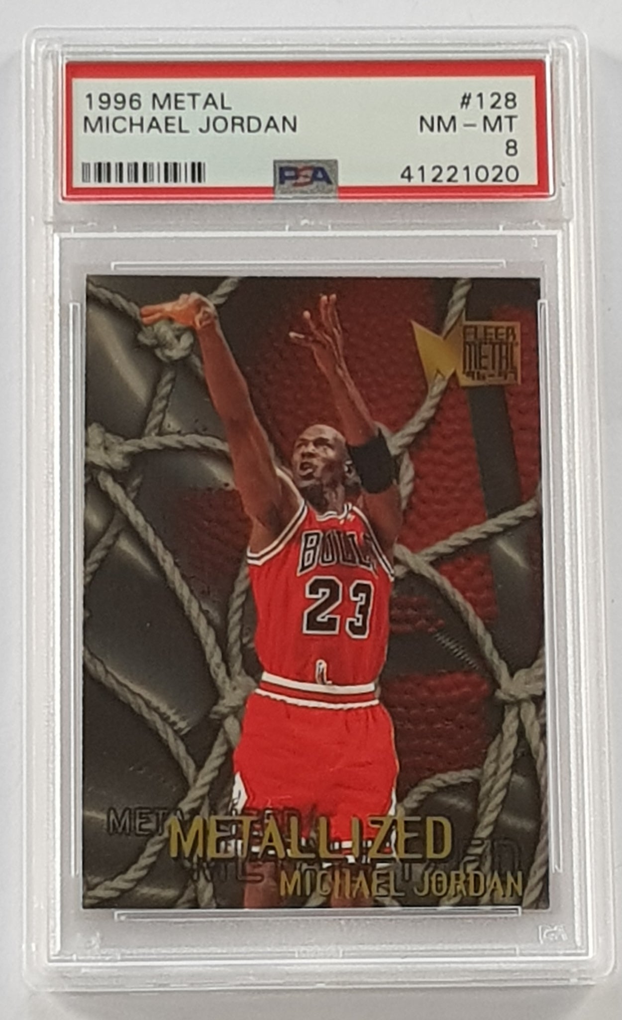 1996-97 Fleer Metal Basketball Michael Jordan #128 PSA 8 Trading Card