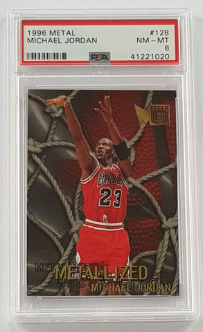 1996-97 Fleer Metal Basketball Michael Jordan #128 PSA 8 Trading Card