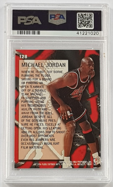 1996-97 Fleer Metal Basketball Michael Jordan #128 PSA 8 Trading Card