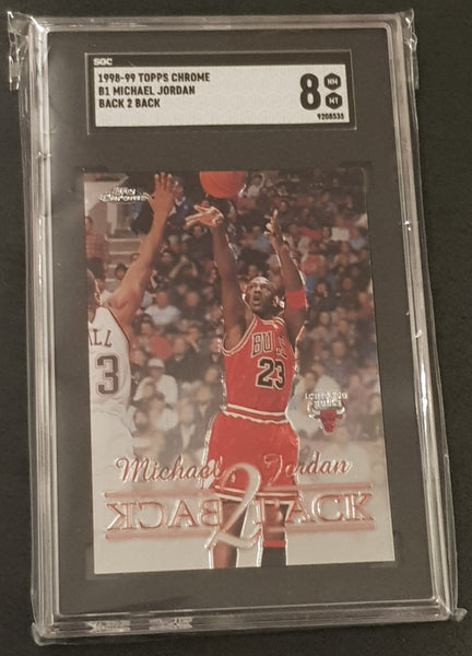 1998-99 Topps Chrome Michael Jordan Back 2 Back #B1 SGC 8 Trading Card