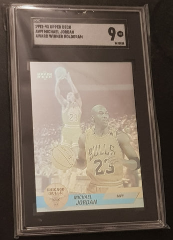 1992-93 Upper Deck Basketball Michael Jordan Award Winner #AW9 SGC 9 Hologram Trading Card