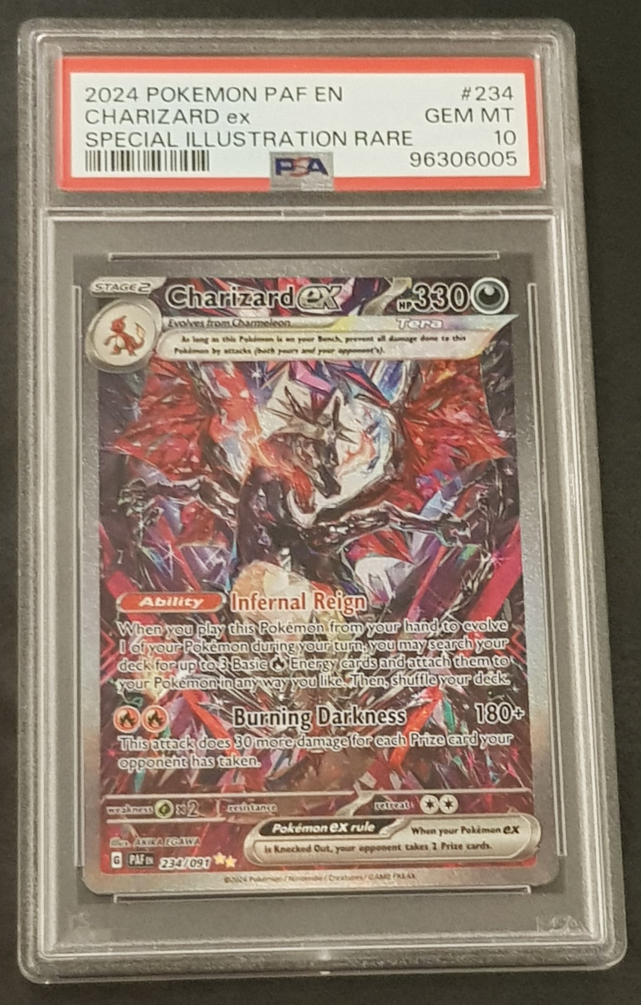 Pokemon Scarlet and Violet Paldean Fates Charizard Ex #234/091 PSA 10 Special Illustration Rare Holo Trading Card