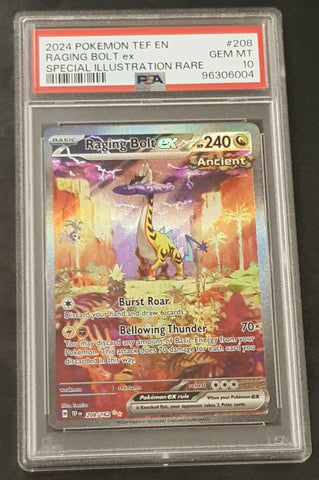 Pokemon Scarlet and Violet Temporal Forces Raging Bolt Ex #208/162 PSA 10 Special Illustration Rare Holo Trading Card