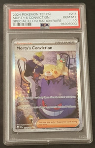 Pokemon Scarlet and Violet Temporal Forces Morty's Conviction #211/162 PSA 10 Special Illustration Rare Holo Trading Card