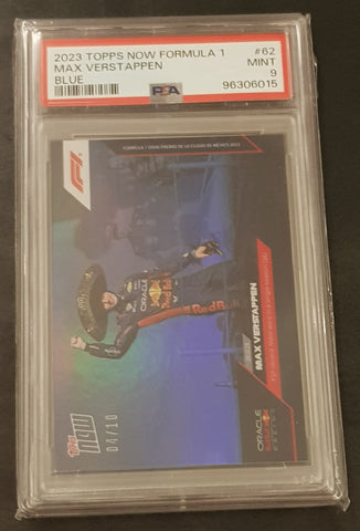 2023 Topps Now Formula 1 Max Verstappen #62 PSA 9 Blue Parallel /10 Trading Card