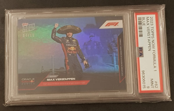 2023 Topps Now Formula 1 Max Verstappen #62 PSA 9 Blue Parallel /10 Trading Card