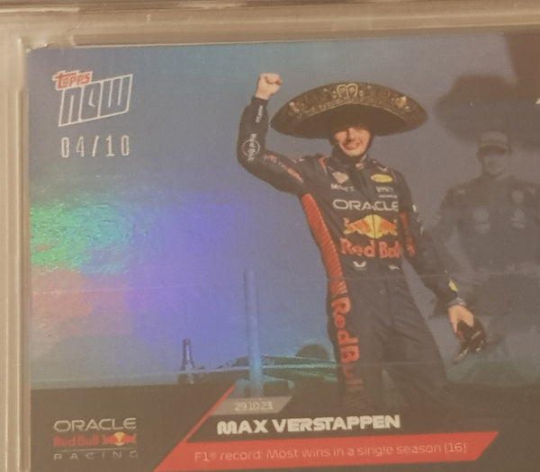 2023 Topps Now Formula 1 Max Verstappen #62 PSA 9 Blue Parallel /10 Trading Card