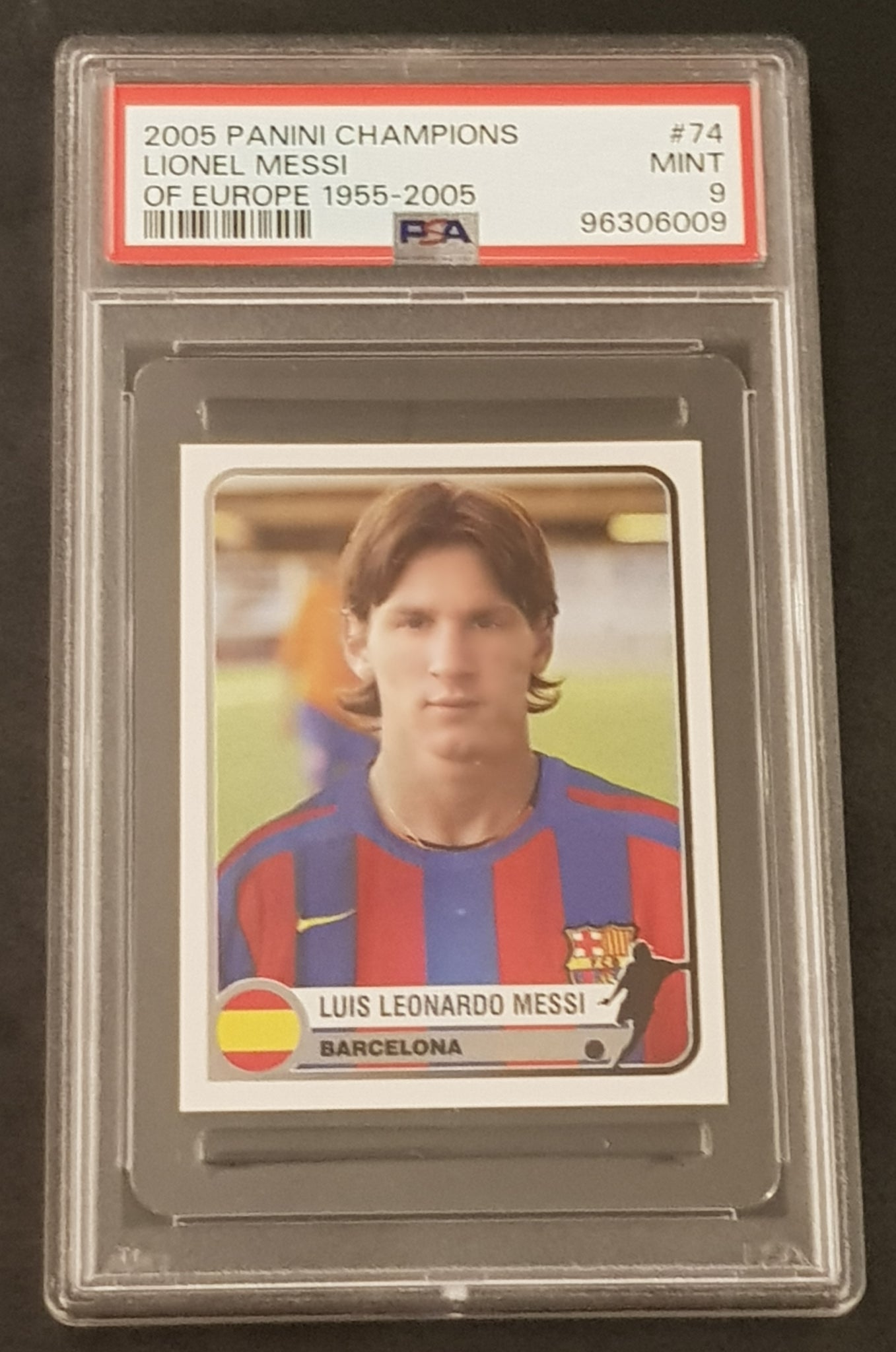 2005 Panini Champions of Europe Lionel Messi #74 PSA 9 Rookie Sticker