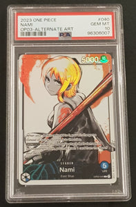 One Piece Card Game OP-03 Pillars of Strength #OP03-040 Nami PSA 10 Alternate Art Foil Trading Card