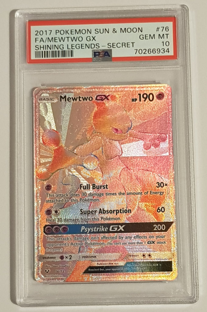 Pokemon Sun and Moon Shining Legends Mewtwo GX #76/73 PSA 10 Secret Ra Rotterdam Comics Pokemon Sun and Moon Shining Legends Mewtwo GX #76/73 PSA 10 Secret Ra Rotterdam Comics