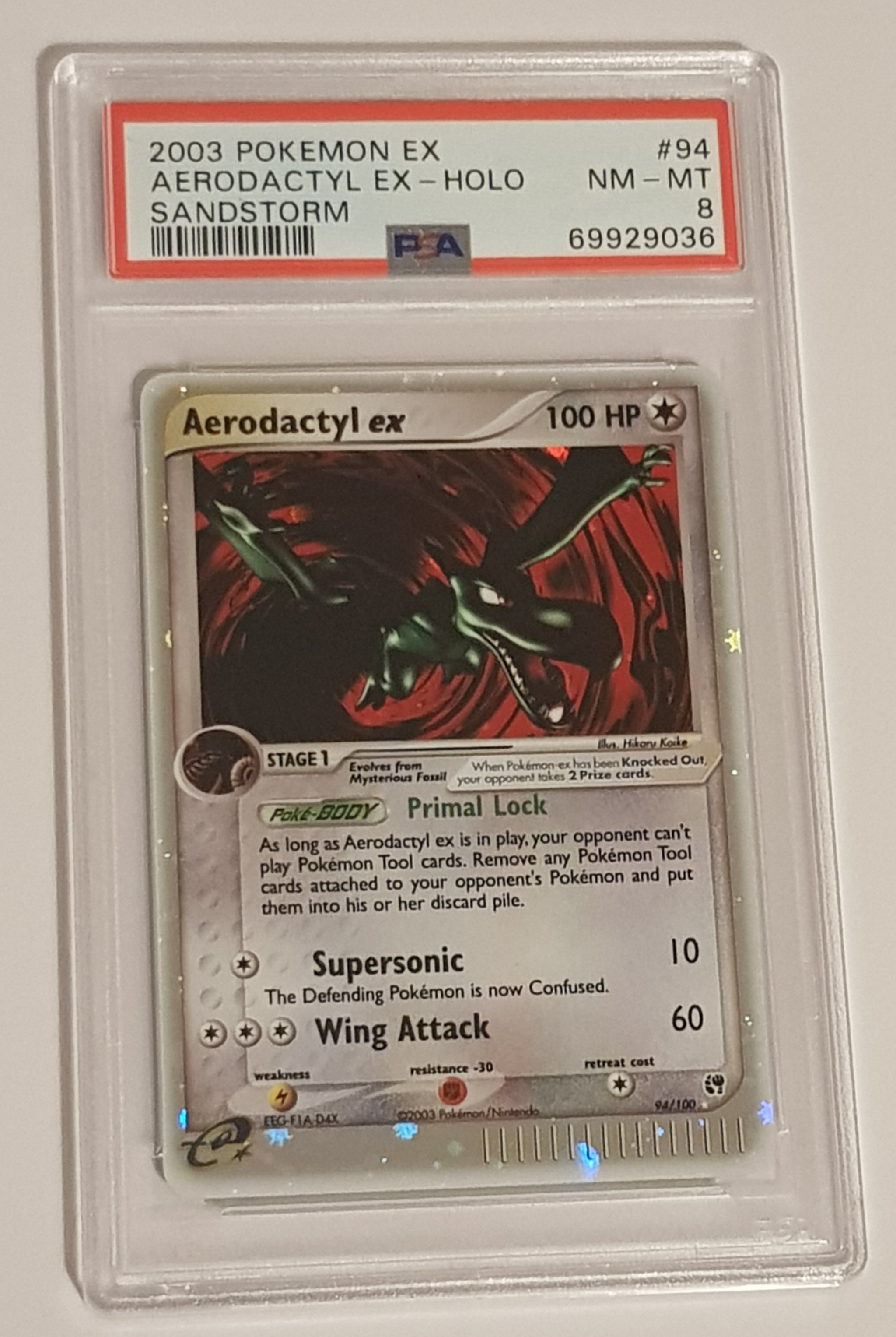 Pokemon Ex Sandstorm Aerodactyl EX #94/100 PSA 8 Ultra Rare Holo Tradi –  Rotterdam Comics