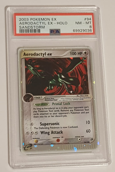 Pokemon Ex Sandstorm Aerodactyl EX #94/100 PSA 8 Ultra Rare Holo Trading Card