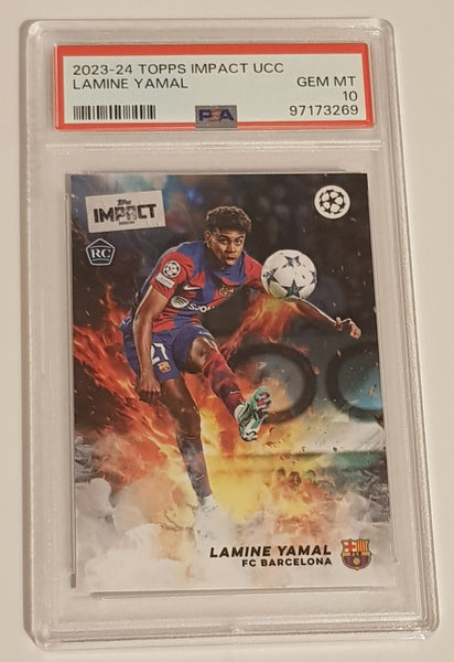 2023-24 Topps Impact UEFA Champions League Lamine Yamal #nn PSA 10 Rookie Card (Pop 11)