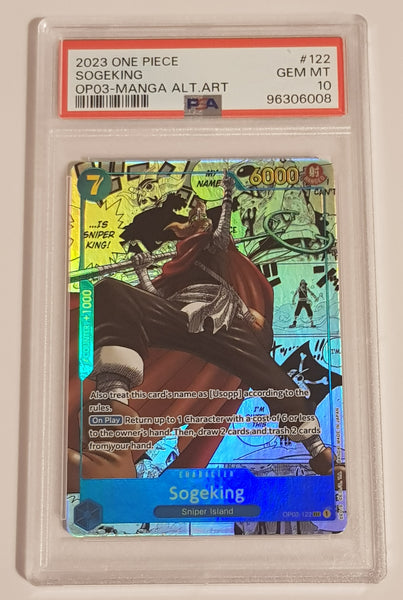 One Piece Card Game OP-03 Pillars of Strength #OP03-122 Sogeking PSA 10 Manga Alternate Art Foil Trading Card