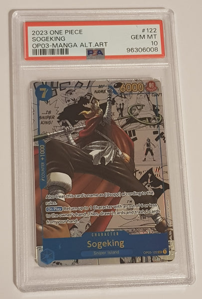 One Piece Card Game OP-03 Pillars of Strength #OP03-122 Sogeking PSA 10 Manga Alternate Art Foil Trading Card