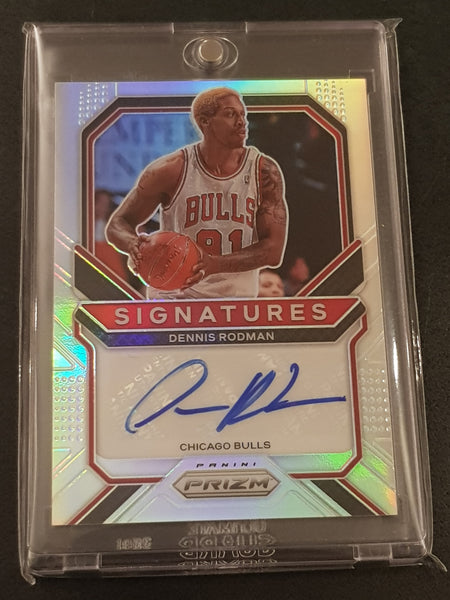 2020-21 Panini Prizm Basketball Signatures Dennis Rodman #SI-DRO Silver Prizm Autograph Card