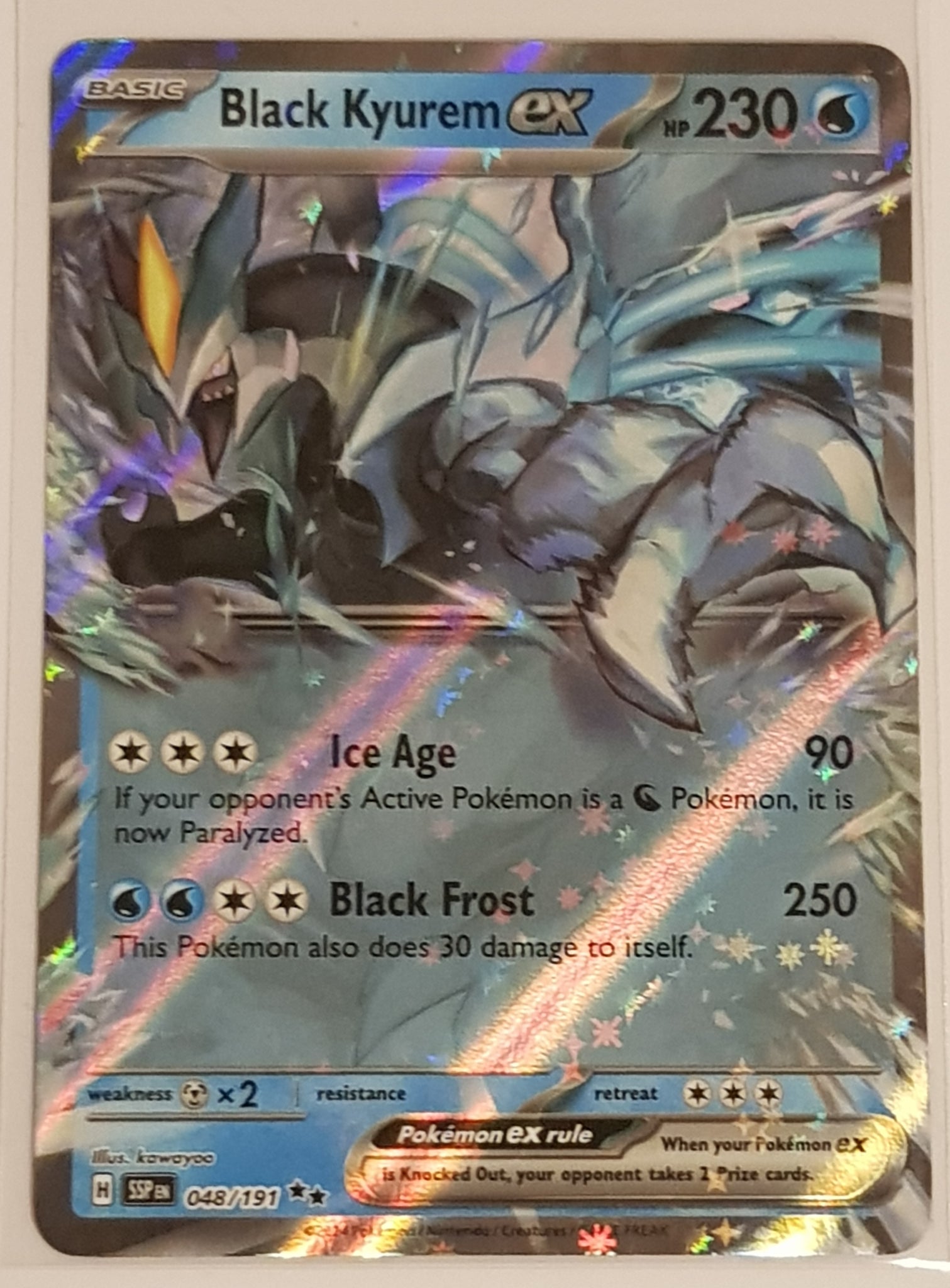 Pokemon Scarlet and Violet Surging Sparks Black Kyurem Ex #048/191 Double Rare Holo Trading Card