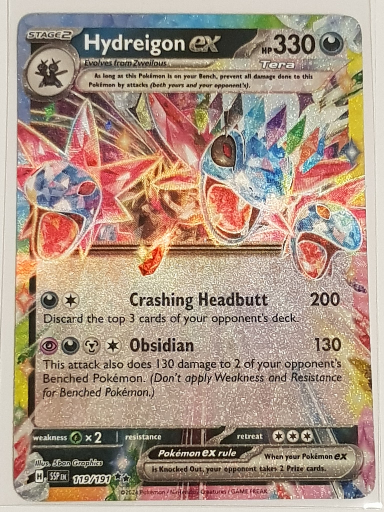 Pokemon Scarlet and Violet Surging Sparks Hydreigon Ex #119/191 Double Rare Holo Trading Card