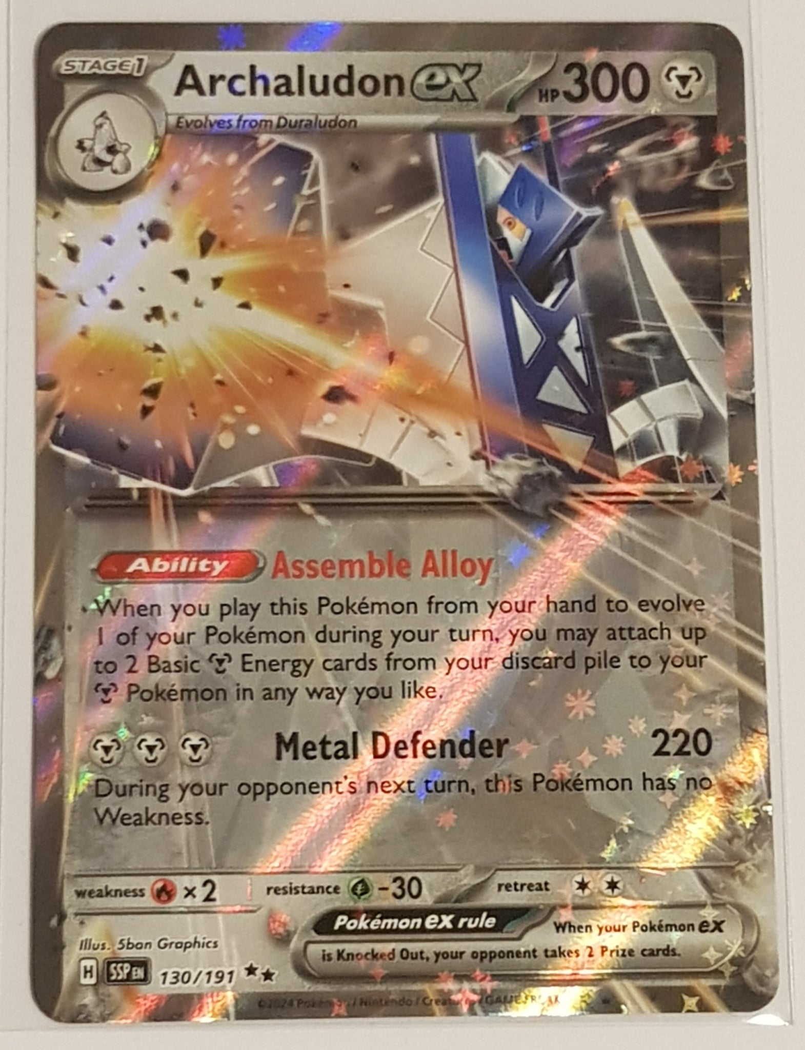 archaludon ex pokemon card Pokemon Scarlet and Violet Surging Sparks Archaludon Ex #130/191 Double Rare Holo Trading Card