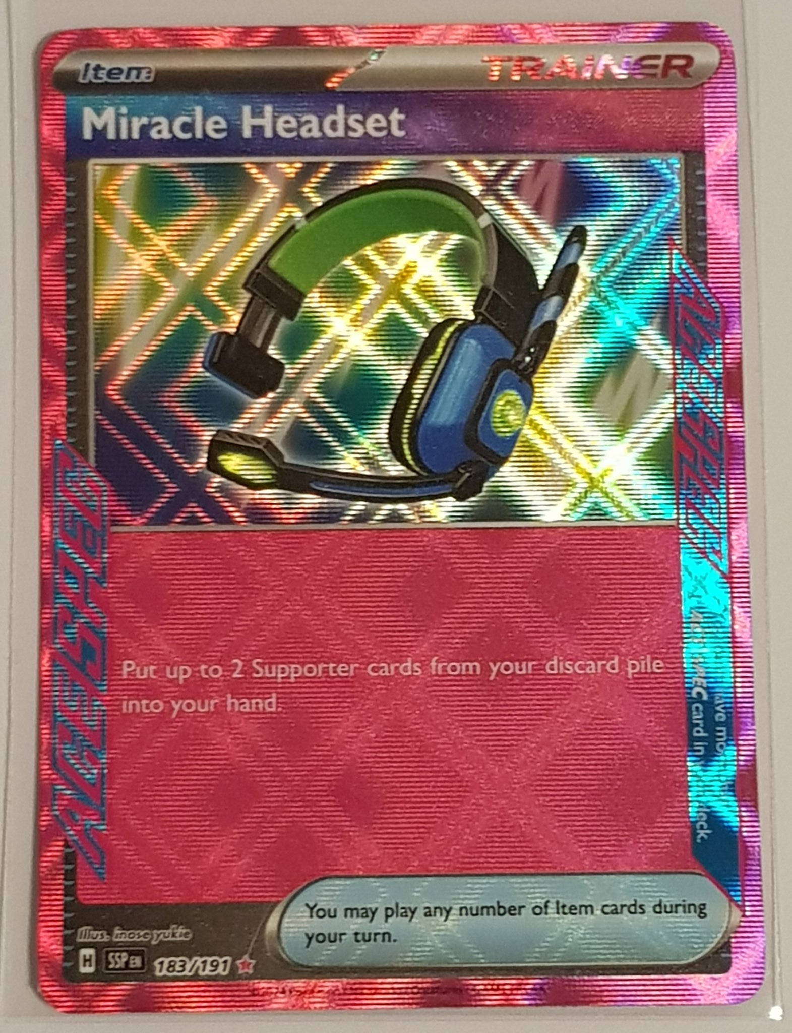 Pokemon Scarlet and Violet Surging Sparks Miracle Headset #183/191 Ace Rare Holo Trading Card