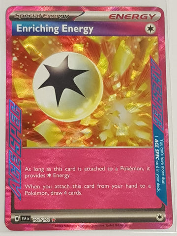 Pokemon Scarlet and Violet Surging Sparks Enriching Energy #191/191 Ace Rare Holo Trading Card