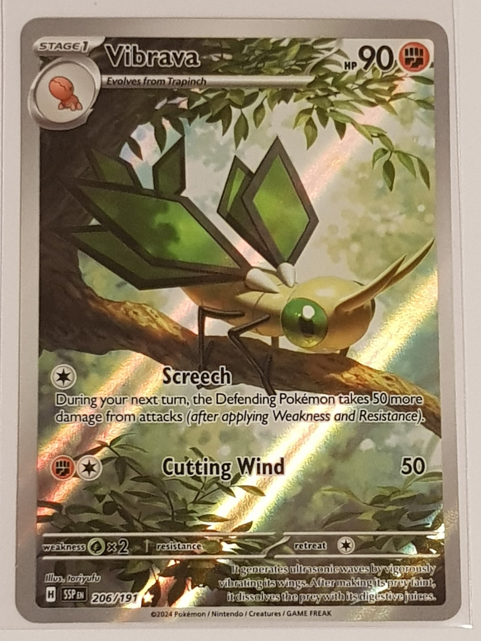 Pokemon Scarlet and Violet Surging Sparks Vibrava #206/191 Illustration Rare Holo Trading Card Pokemon Scarlet and Violet Surging Sparks Vibrava #206/191 Illustration Rare Holo Trading Card