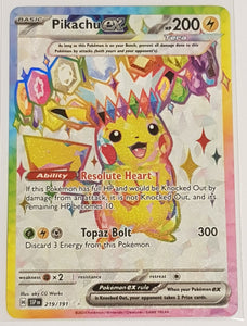 Pokemon Scarlet and Violet Surging Sparks Pikachu Ex #219/191 Ultra Rare Holo Trading Card