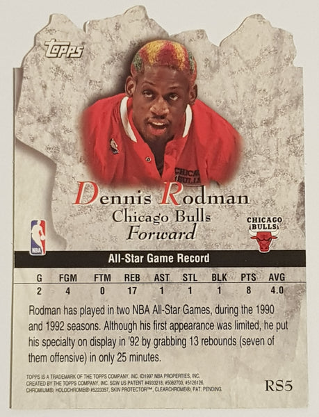 1997-98 Topps Rock Stars Dennis Rodman #RS5 Die-Cut Insert Card