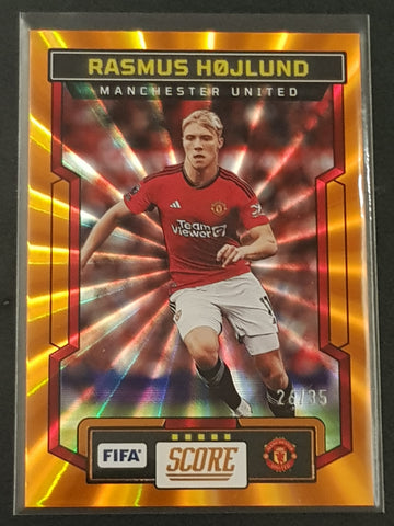 2023-24 Panini Score FIFA Rasmus Hojlund #156 Orange Laser Parallel /35 Trading Card