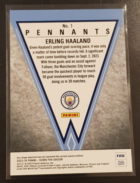 2023-24 Panini Score FIFA Erling Haaland Pennants #1 Trading Card (Case Hit)