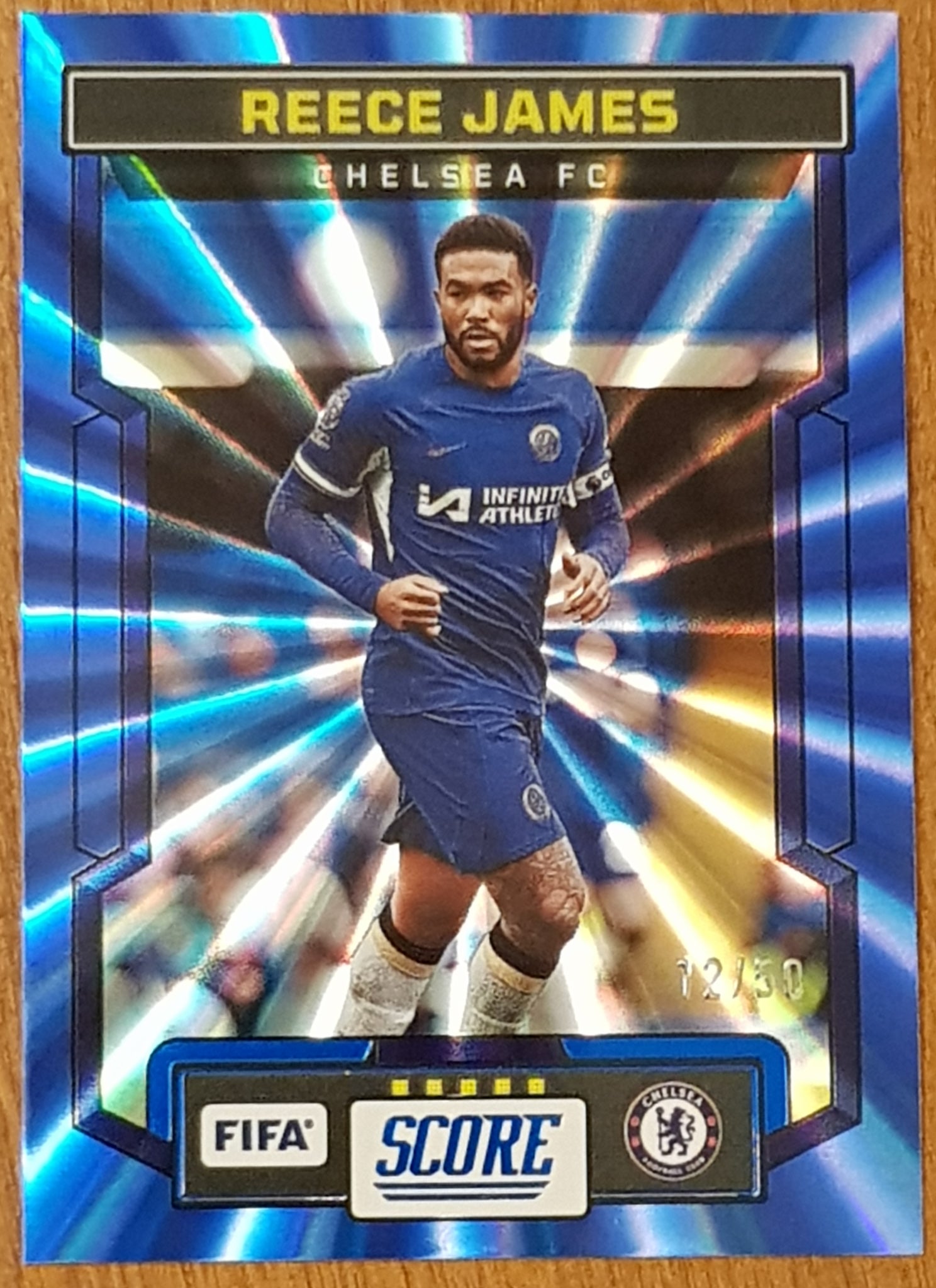 2023-24 Panini Score FIFA Reece James #43 Blue Laser Parallel /50 Trading Card