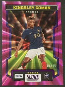 2023-24 Panini Score FIFA Kingsley Coman #60 Purple Laser Parallel /15 Trading Card