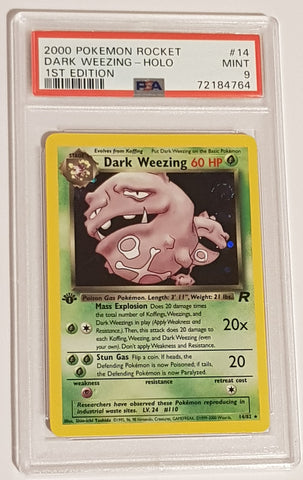 Pokemon Team Rocket Dark Weezing (1st Edition) #14/82 PSA 9 Rare Holo Trading Card