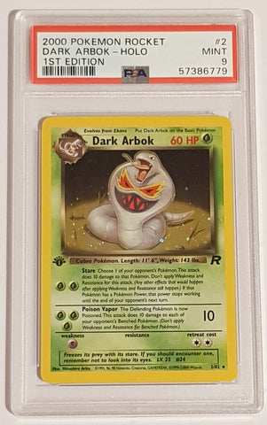 Pokemon Team Rocket Dark Arbok (1st Edition) #2/82 PSA 9 Rare Holo Trading Card