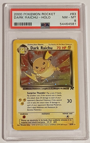 Pokemon Team Rocket Dark Raichu #83/82 PSA 8 Secret Rare Holo Trading Card