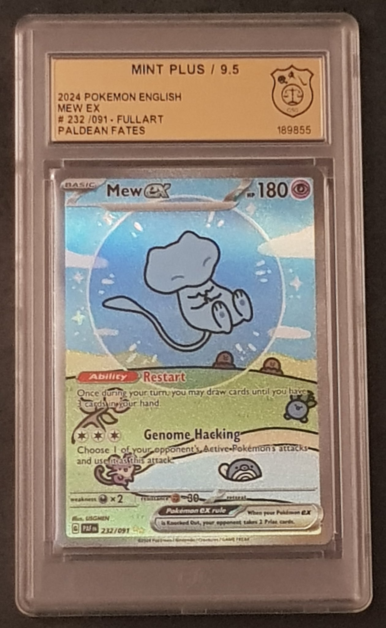 Pokemon Scarlet and Violet Paldean Fates Mew Ex #232/091 GSG 9.5 Speci Rotterdam Comics Pokemon Scarlet and Violet Paldean Fates Mew Ex #232/091 GSG 9.5 Speci Rotterdam Comics
