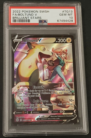 Pokemon Sword and Shield Brilliant Stars Boltund V #TG13/TG30 PSA 10 Full Art Special Illustration Rare Holo Trading Card