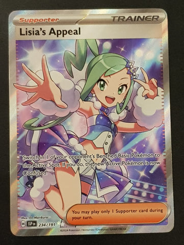 Pokemon Scarlet and Violet Surging Sparks Lisia's Appeal #234/191 Ultra Rare Holo Trading Card