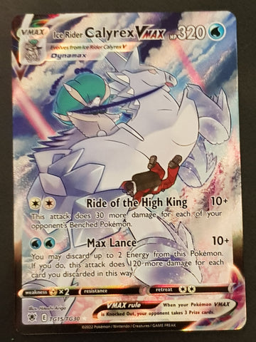 Pokemon Sword and Shield Astral Radiance Ice Rider Calyrex Vmax Trainer Gallery #TG15/TG30 Special Illustration Rare Holo Trading Card