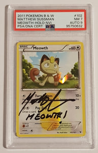Pokemon Black and White Noble Victories Meowth #102/101 PSA 7/AUTO 9 S – Rotterdam Comics