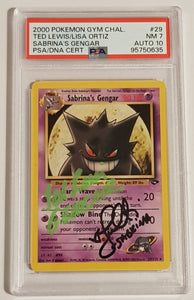 Pokemon Gym Challenge Sabrina's Gengar #29/132 PSA 7/AUTO 10 Non-Holo Rare Trading Card (Signed by Lisa Ortiz and Ted Lewis)