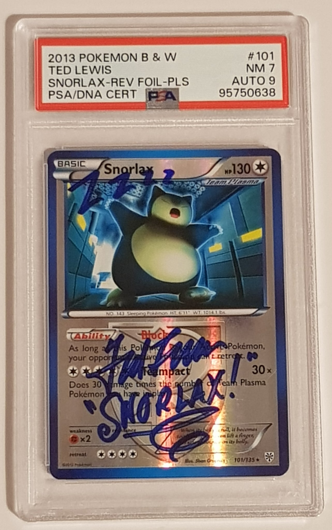 Pokemon Black and White Plasma Storm Snorlax #101/135 PSA 7/AUTO 9 Rev Rotterdam Comics Pokemon Black and White Plasma Storm Snorlax #101/135 PSA 7/AUTO 9 Rev Rotterdam Comics