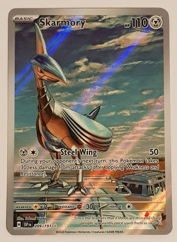 Pokemon Scarlet and Violet Surging Sparks Skarmory #209/191 Illustration Rare Holo Trading Card