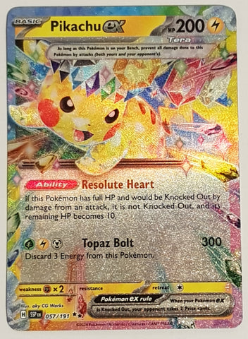 Pokemon Scarlet and Violet Surging Sparks Pikachu Ex #057/191 Double Rare Holo Trading Card