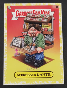 Garbage Pail Kids GPK x View Askew Depressed Dante #1a Yellow Parallel /100 Trading Card