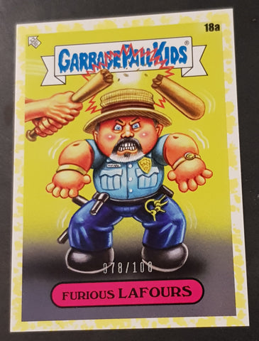 Garbage Pail Kids GPK x View Askew Furious Lafours #18a Yellow Parallel /100 Trading Card