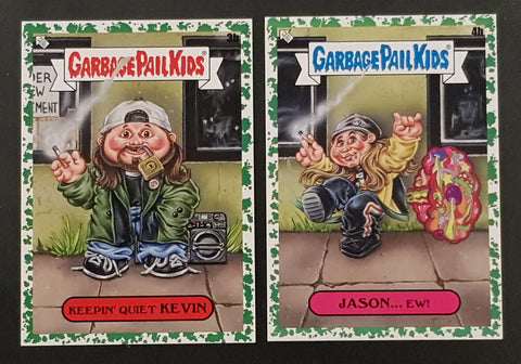 Garbage Pail Kids GPK x View Askew Keepin' Quiet Kevin/Jason... Ew! #3b/4b Green Parallel Trading Card Set